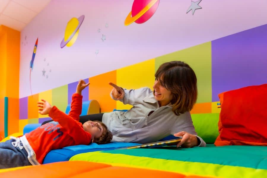 Sensory Classroom teacher with child with asd adhd
